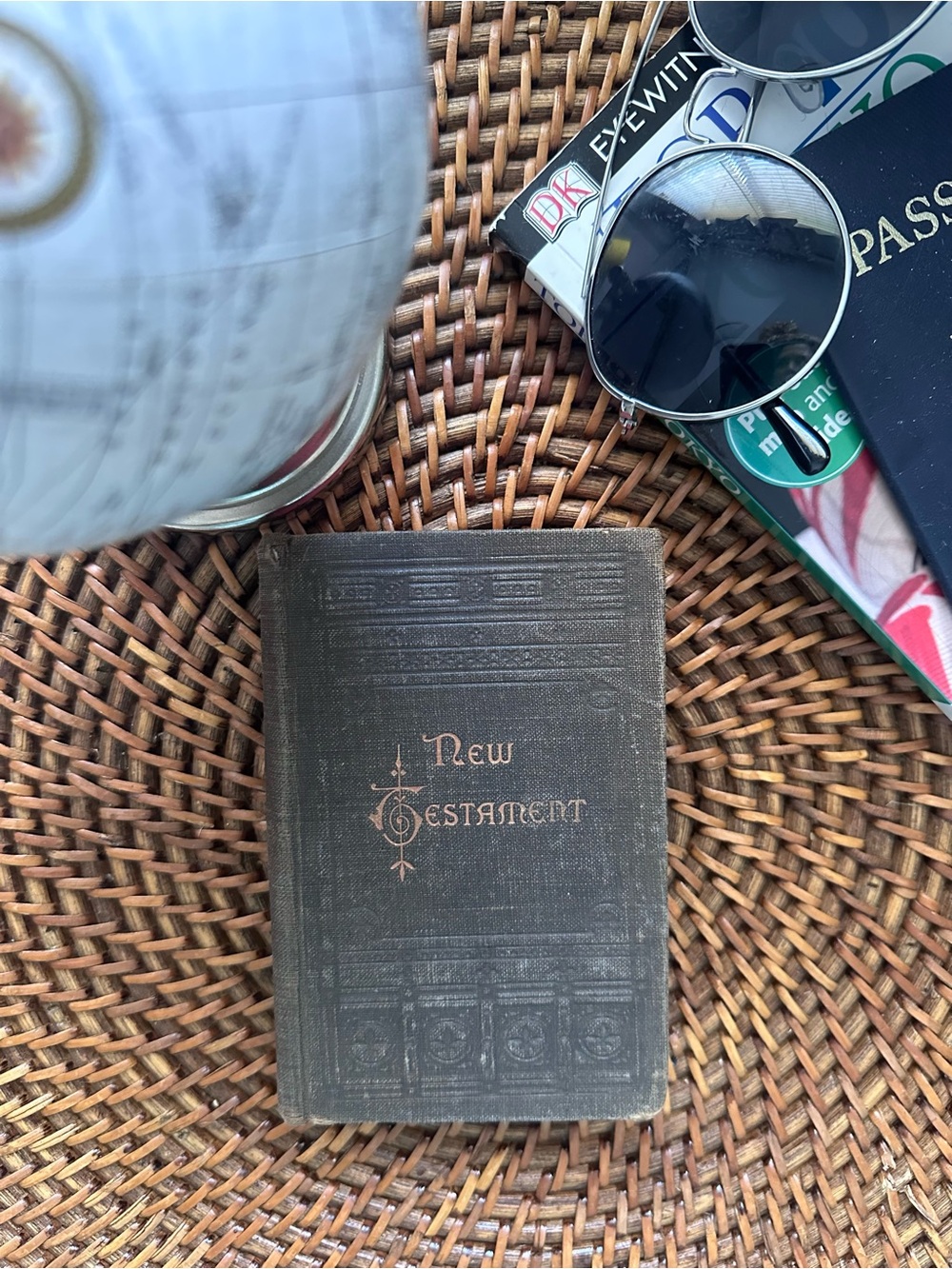 Antique 1883 New Testament Bible Book Gold Embossed Dark Brown Cover